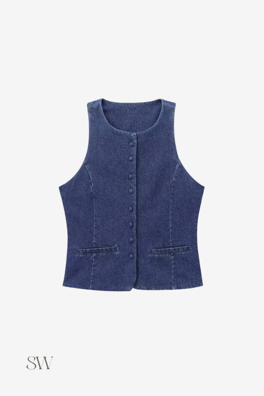 Jaqueta Jeans Sem Manga